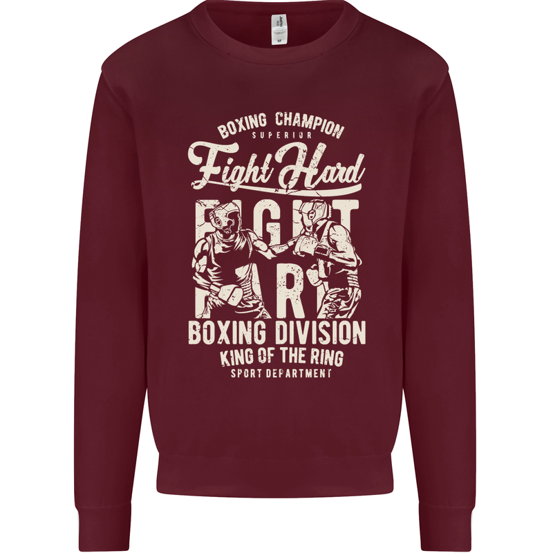 Fight Hard Boxing Boxer MMA Mens Sweatshirt Jumper Maroon