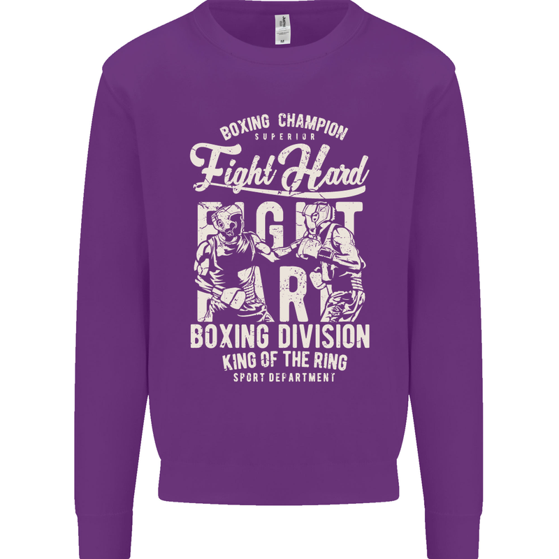 Fight Hard Boxing Boxer MMA Mens Sweatshirt Jumper Purple