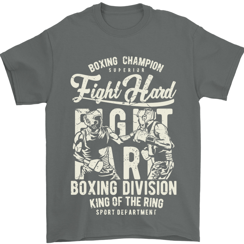 Fight Hard Boxing Boxer MMA Mens T-Shirt Cotton Gildan Charcoal