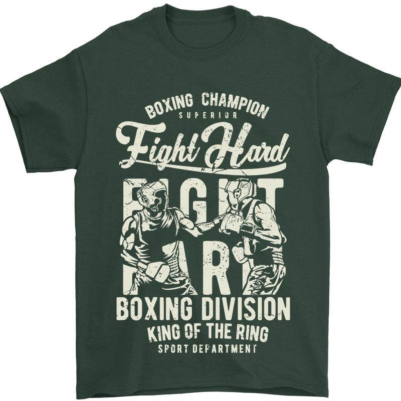 Fight Hard Boxing Boxer MMA Mens T-Shirt Cotton Gildan Forest Green