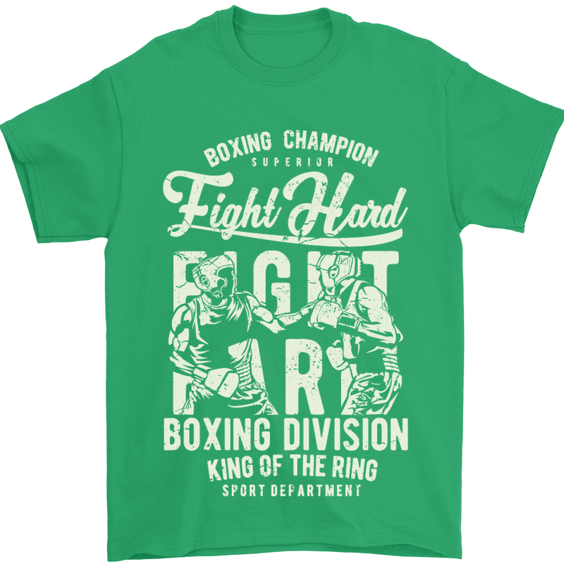 Fight Hard Boxing Boxer MMA Mens T-Shirt Cotton Gildan Irish Green