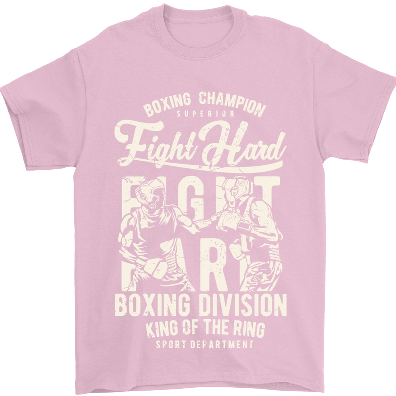 Fight Hard Boxing Boxer MMA Mens T-Shirt Cotton Gildan Light Pink