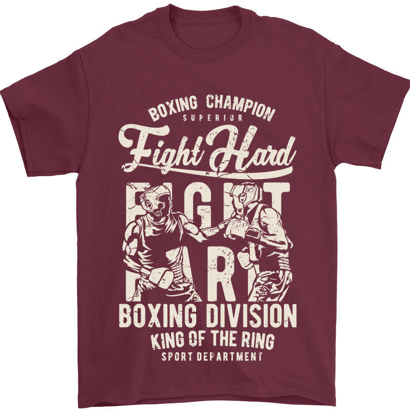 Fight Hard Boxing Boxer MMA Mens T-Shirt Cotton Gildan Maroon