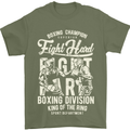 Fight Hard Boxing Boxer MMA Mens T-Shirt Cotton Gildan Military Green