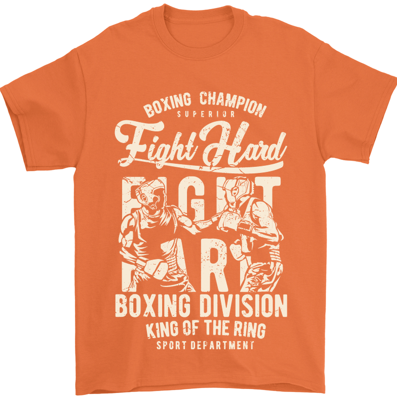 Fight Hard Boxing Boxer MMA Mens T-Shirt Cotton Gildan Orange