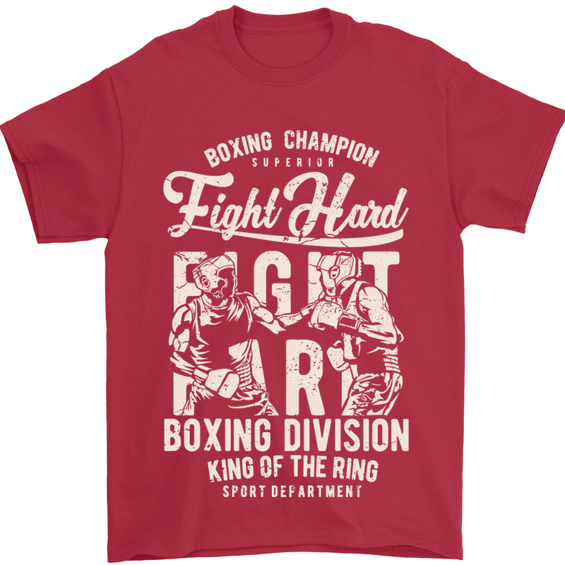 Fight Hard Boxing Boxer MMA Mens T-Shirt Cotton Gildan Red