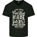 Fight Hard Boxing Boxer MMA Mens V-Neck Cotton T-Shirt Black