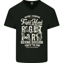 Fight Hard Boxing Boxer MMA Mens V-Neck Cotton T-Shirt Black
