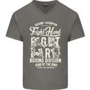 Fight Hard Boxing Boxer MMA Mens V-Neck Cotton T-Shirt Charcoal