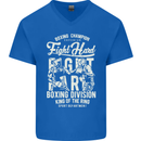 Fight Hard Boxing Boxer MMA Mens V-Neck Cotton T-Shirt Royal Blue