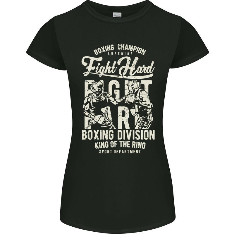 Fight Hard Boxing Boxer MMA Womens Petite Cut T-Shirt Black