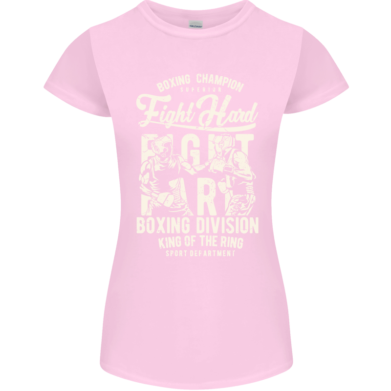 Fight Hard Boxing Boxer MMA Womens Petite Cut T-Shirt Light Pink