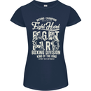 Fight Hard Boxing Boxer MMA Womens Petite Cut T-Shirt Navy Blue