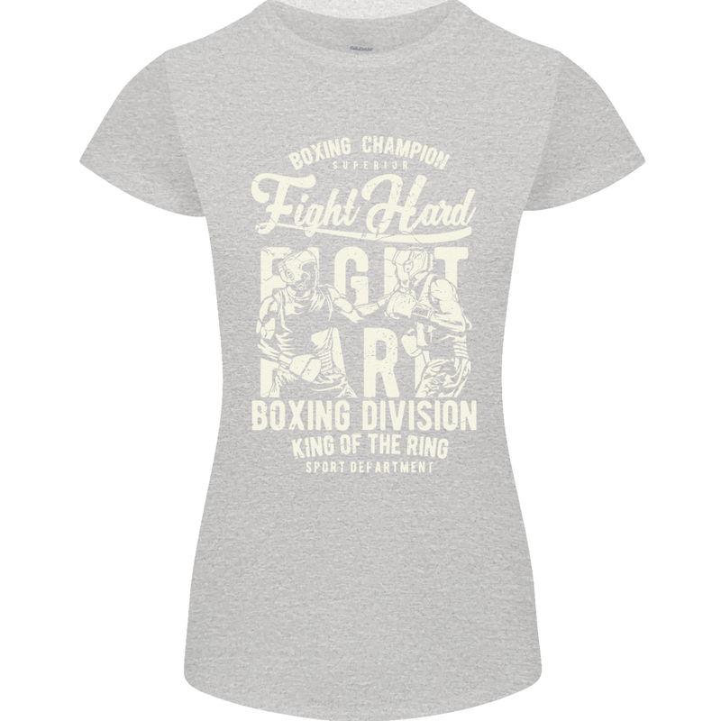 Fight Hard Boxing Boxer MMA Womens Petite Cut T-Shirt Sports Grey
