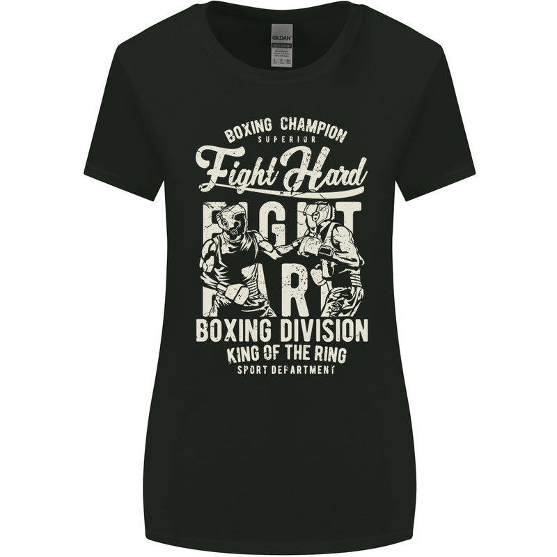 Fight Hard Boxing Boxer MMA Womens Wider Cut T-Shirt Black
