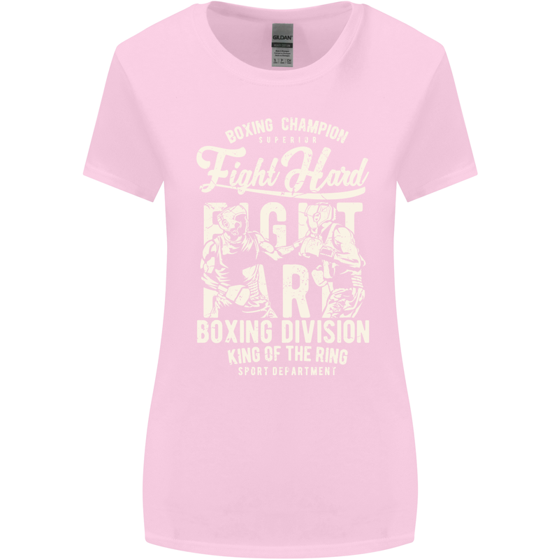Fight Hard Boxing Boxer MMA Womens Wider Cut T-Shirt Light Pink