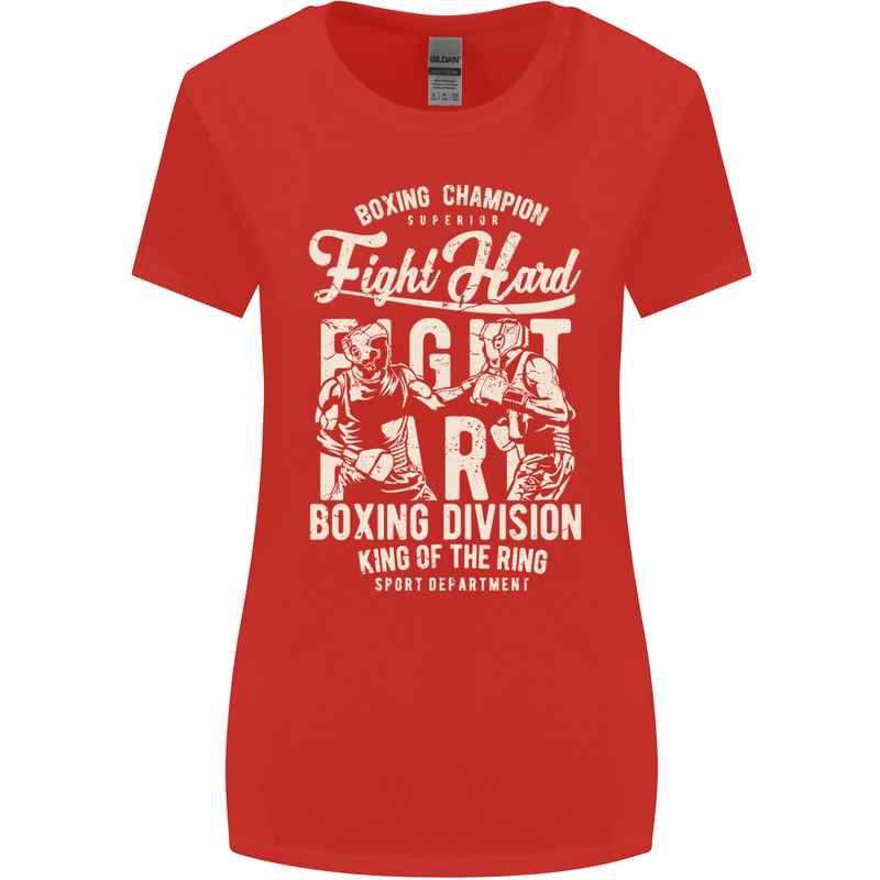 Fight Hard Boxing Boxer MMA Womens Wider Cut T-Shirt Red