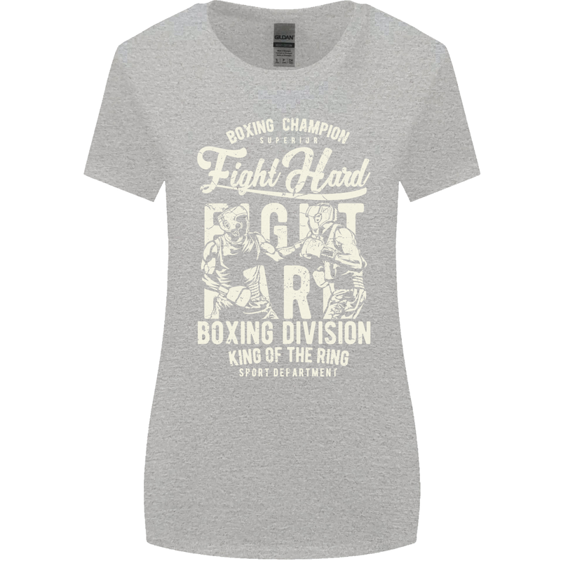 Fight Hard Boxing Boxer MMA Womens Wider Cut T-Shirt Sports Grey