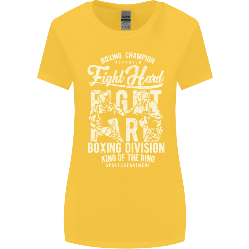 Fight Hard Boxing Boxer MMA Womens Wider Cut T-Shirt Yellow