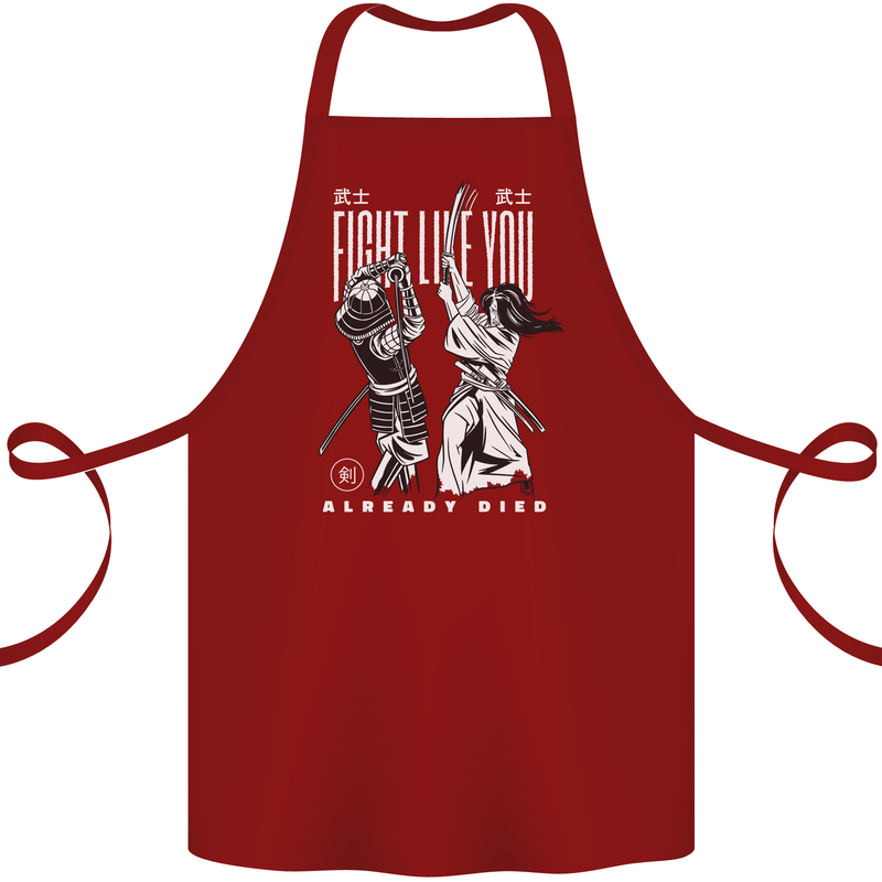 Fight Like You Died MMA Kenjutsu Kendo Iaido Cotton Apron 100% Organic Maroon