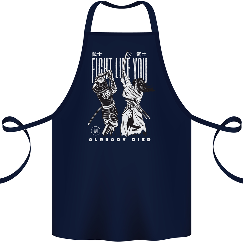 Fight Like You Died MMA Kenjutsu Kendo Iaido Cotton Apron 100% Organic Navy Blue