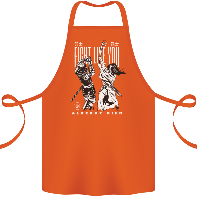 Fight Like You Died MMA Kenjutsu Kendo Iaido Cotton Apron 100% Organic Orange