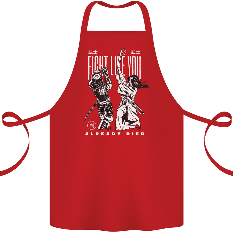 Fight Like You Died MMA Kenjutsu Kendo Iaido Cotton Apron 100% Organic Red