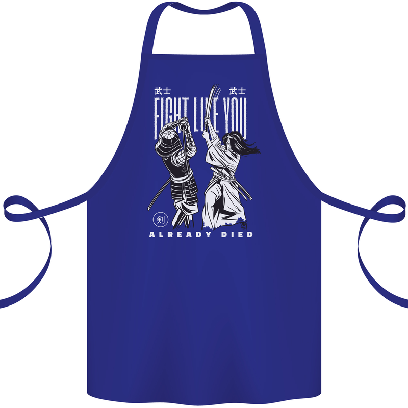 Fight Like You Died MMA Kenjutsu Kendo Iaido Cotton Apron 100% Organic Royal Blue