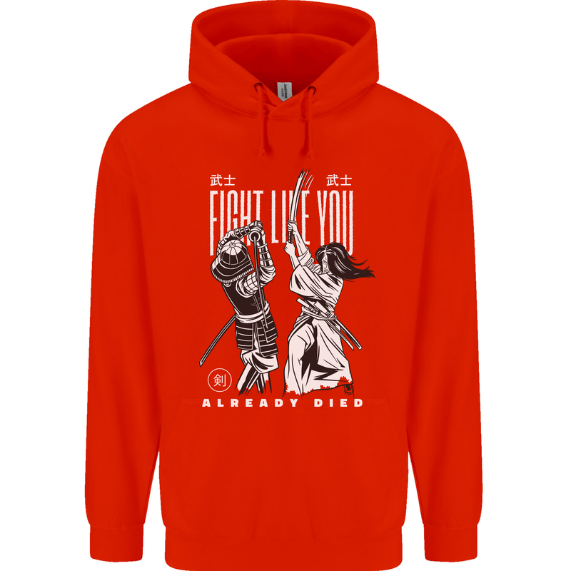Fight Like You Died MMA Kenjutsu Kendo Iaido Mens 80% Cotton Hoodie Bright Red