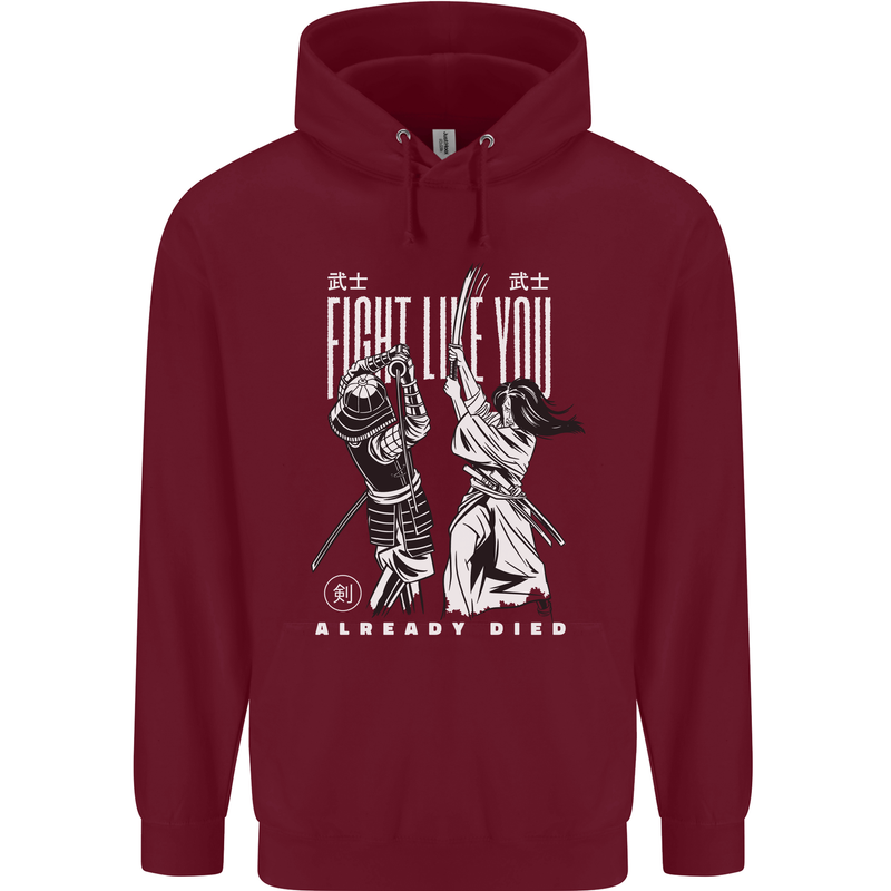 Fight Like You Died MMA Kenjutsu Kendo Iaido Mens 80% Cotton Hoodie Maroon