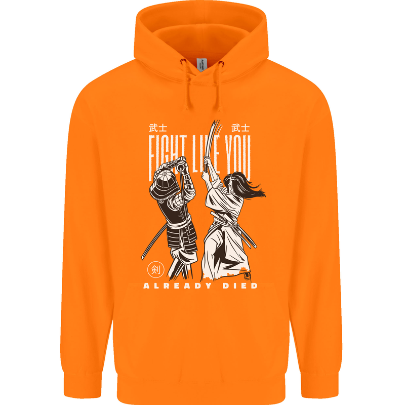 Fight Like You Died MMA Kenjutsu Kendo Iaido Mens 80% Cotton Hoodie Orange