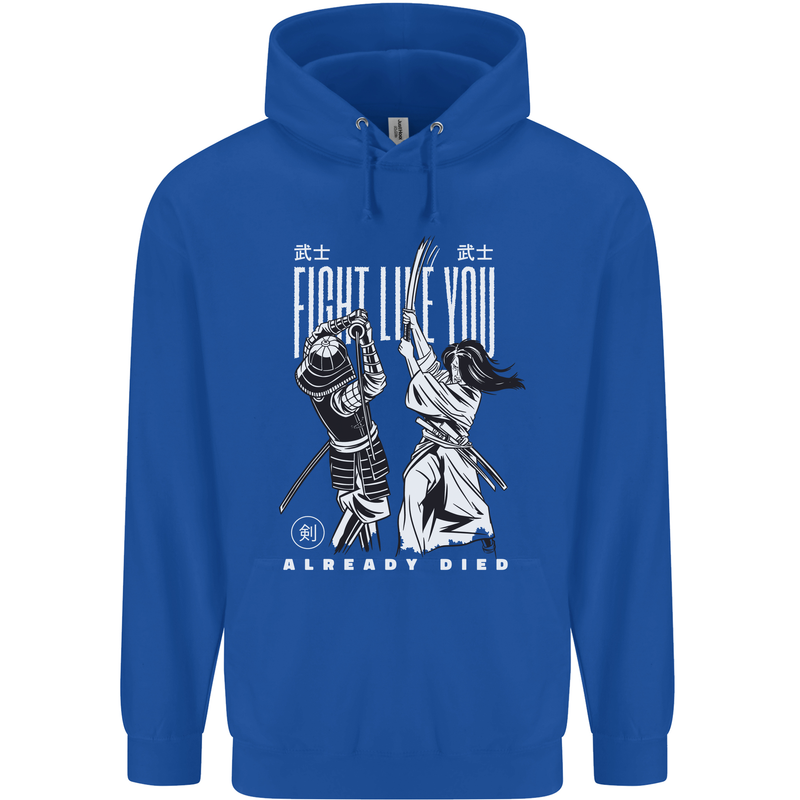 Fight Like You Died MMA Kenjutsu Kendo Iaido Mens 80% Cotton Hoodie Royal Blue