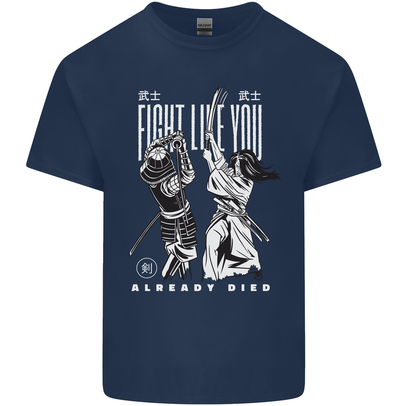 Fight Like You Died MMA Kenjutsu Kendo Iaido Mens Cotton T-Shirt Tee Top Navy Blue