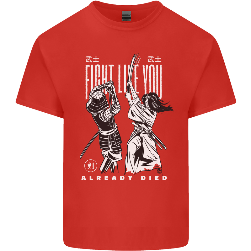 Fight Like You Died MMA Kenjutsu Kendo Iaido Mens Cotton T-Shirt Tee Top Red