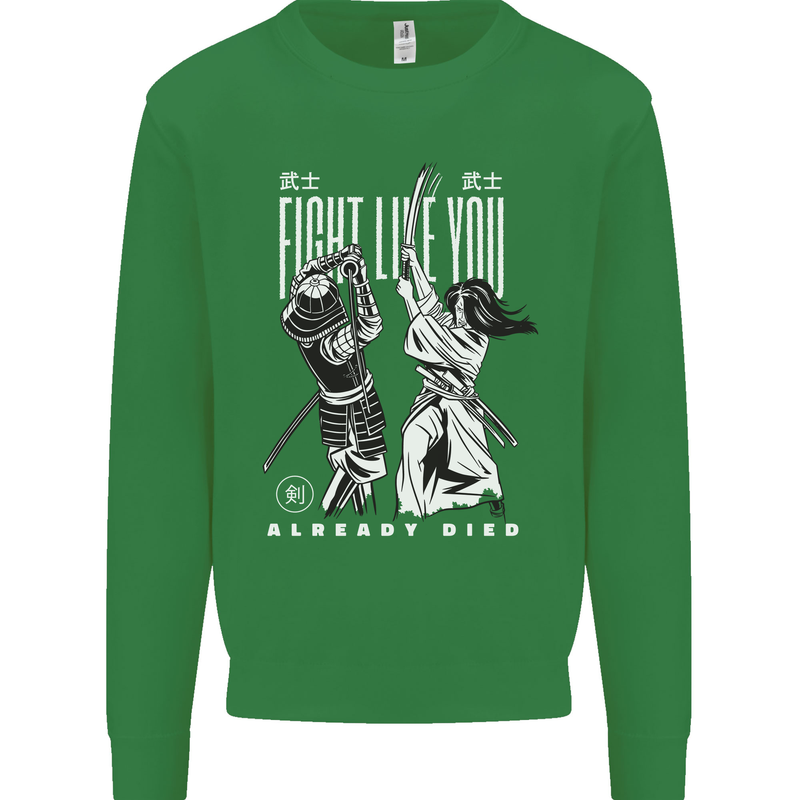 Fight Like You Died MMA Kenjutsu Kendo Iaido Mens Sweatshirt Jumper Irish Green