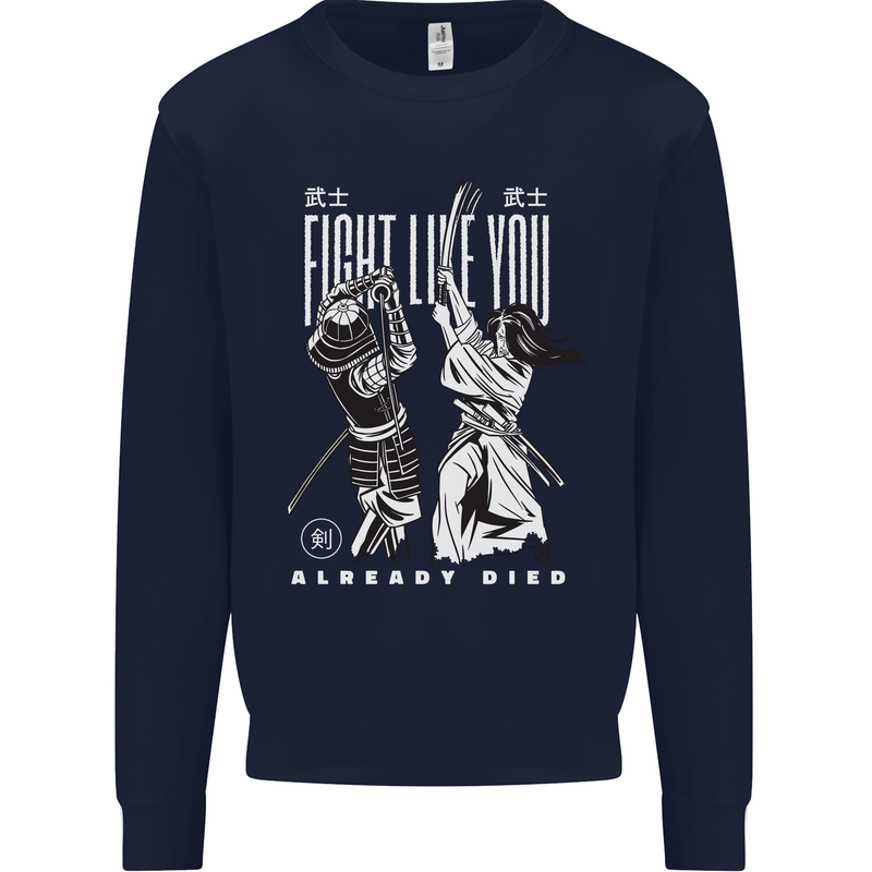 Fight Like You Died MMA Kenjutsu Kendo Iaido Mens Sweatshirt Jumper Navy Blue