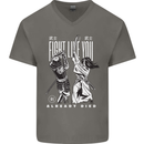 Fight Like You Died MMA Kenjutsu Kendo Iaido Mens V-Neck Cotton T-Shirt Charcoal