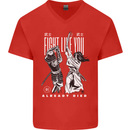Fight Like You Died MMA Kenjutsu Kendo Iaido Mens V-Neck Cotton T-Shirt Red