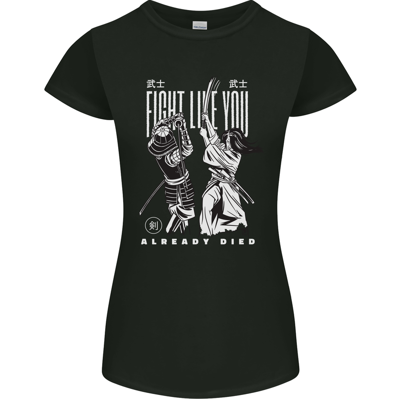 Fight Like You Died MMA Kenjutsu Kendo Iaido Womens Petite Cut T-Shirt Black
