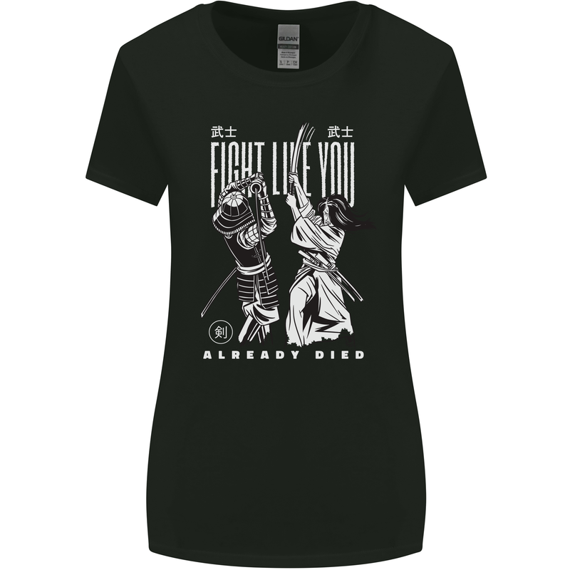 Fight Like You Died MMA Kenjutsu Kendo Iaido Womens Wider Cut T-Shirt Black