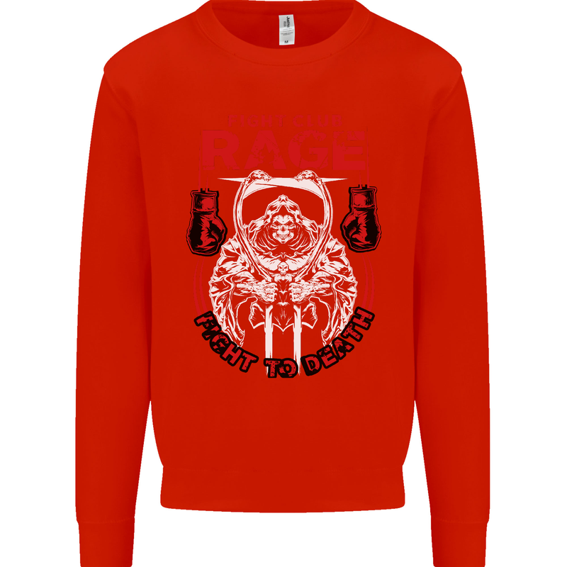 Fight Rage MMA Mixed Martial Arts Muay Thai Kids Sweatshirt Jumper Bright Red