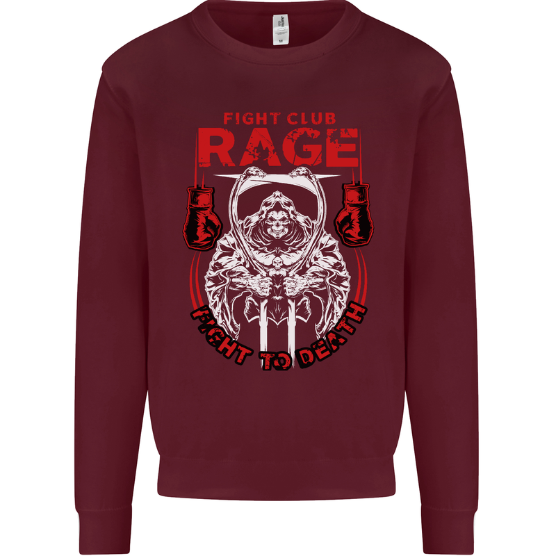 Fight Rage MMA Mixed Martial Arts Muay Thai Kids Sweatshirt Jumper Maroon