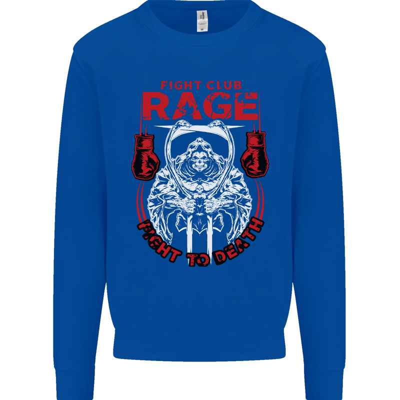 Fight Rage MMA Mixed Martial Arts Muay Thai Kids Sweatshirt Jumper Royal Blue