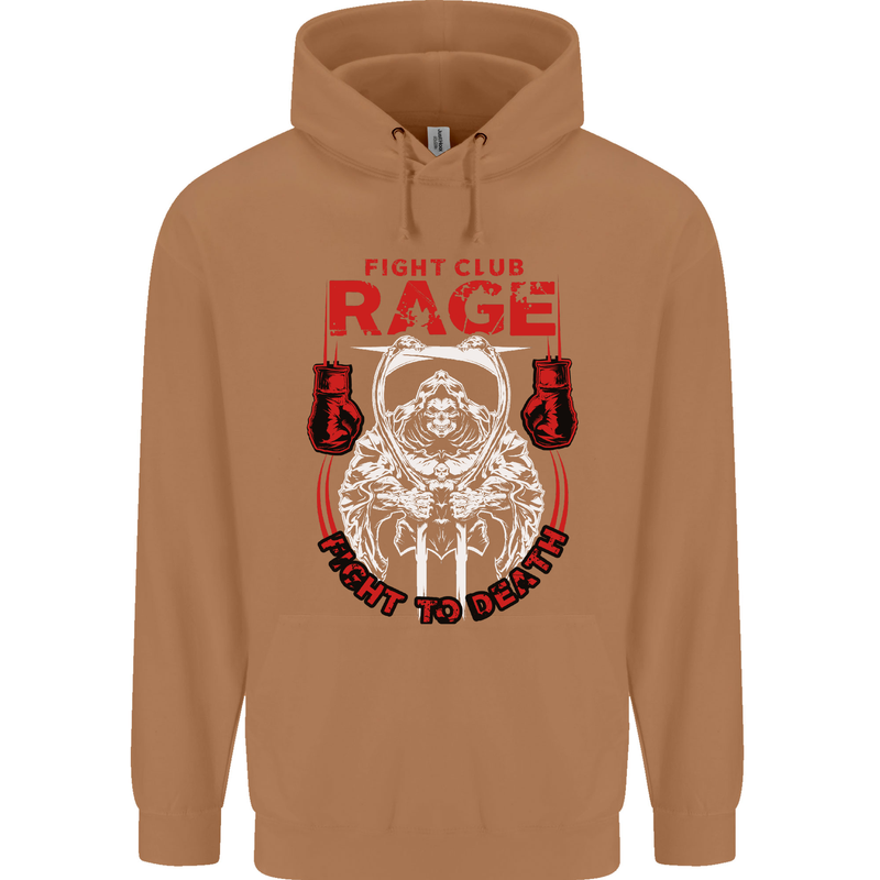 Fight Rage MMA Mixed Martial Arts Muay Thai Mens 80% Cotton Hoodie Caramel Latte
