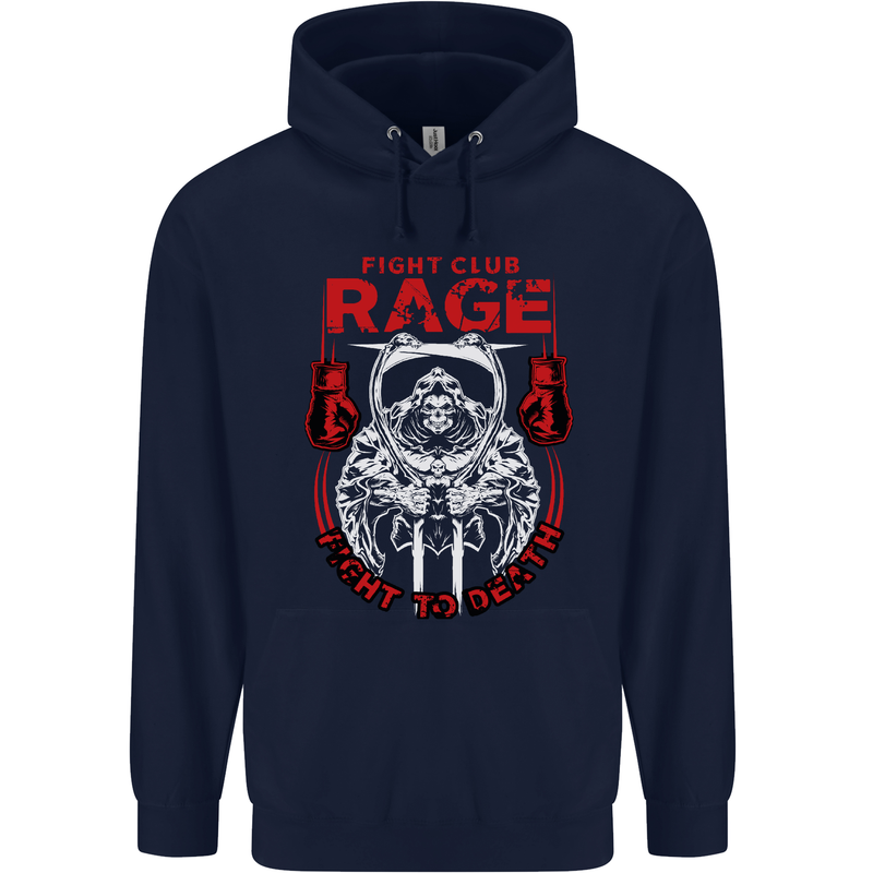 Fight Rage MMA Mixed Martial Arts Muay Thai Mens 80% Cotton Hoodie Navy Blue