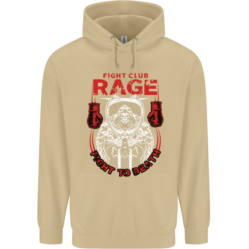 Fight Rage MMA Mixed Martial Arts Muay Thai Mens 80% Cotton Hoodie Sand