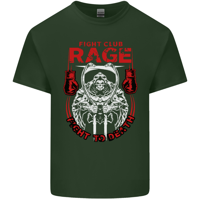 Fight Rage MMA Mixed Martial Arts Muay Thai Mens Cotton T-Shirt Tee Top Forest Green