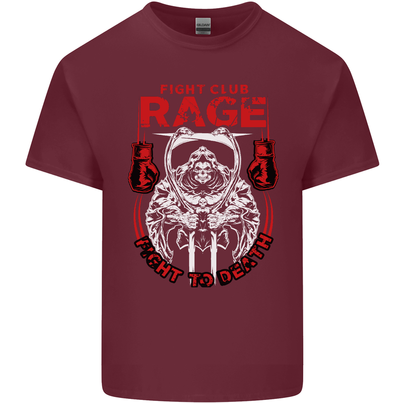 Fight Rage MMA Mixed Martial Arts Muay Thai Mens Cotton T-Shirt Tee Top Maroon