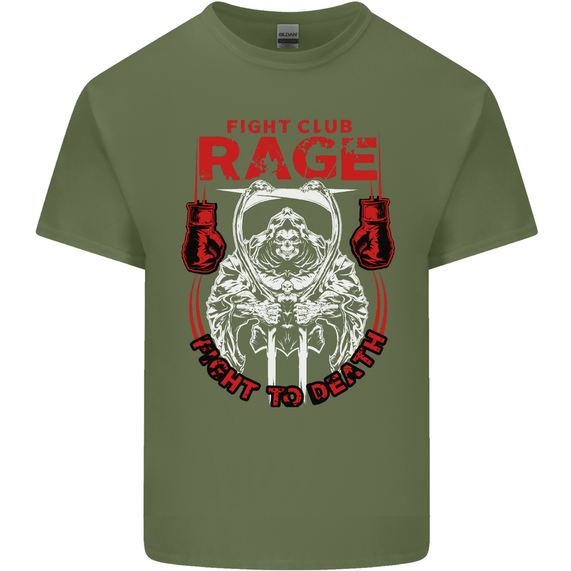 Fight Rage MMA Mixed Martial Arts Muay Thai Mens Cotton T-Shirt Tee Top Military Green