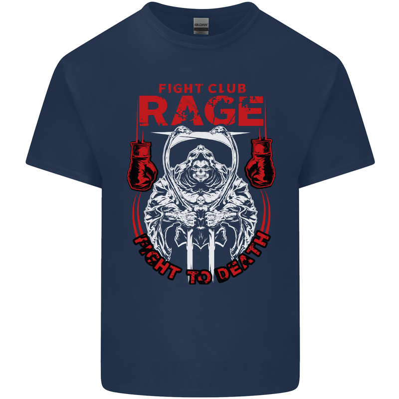 Fight Rage MMA Mixed Martial Arts Muay Thai Mens Cotton T-Shirt Tee Top Navy Blue